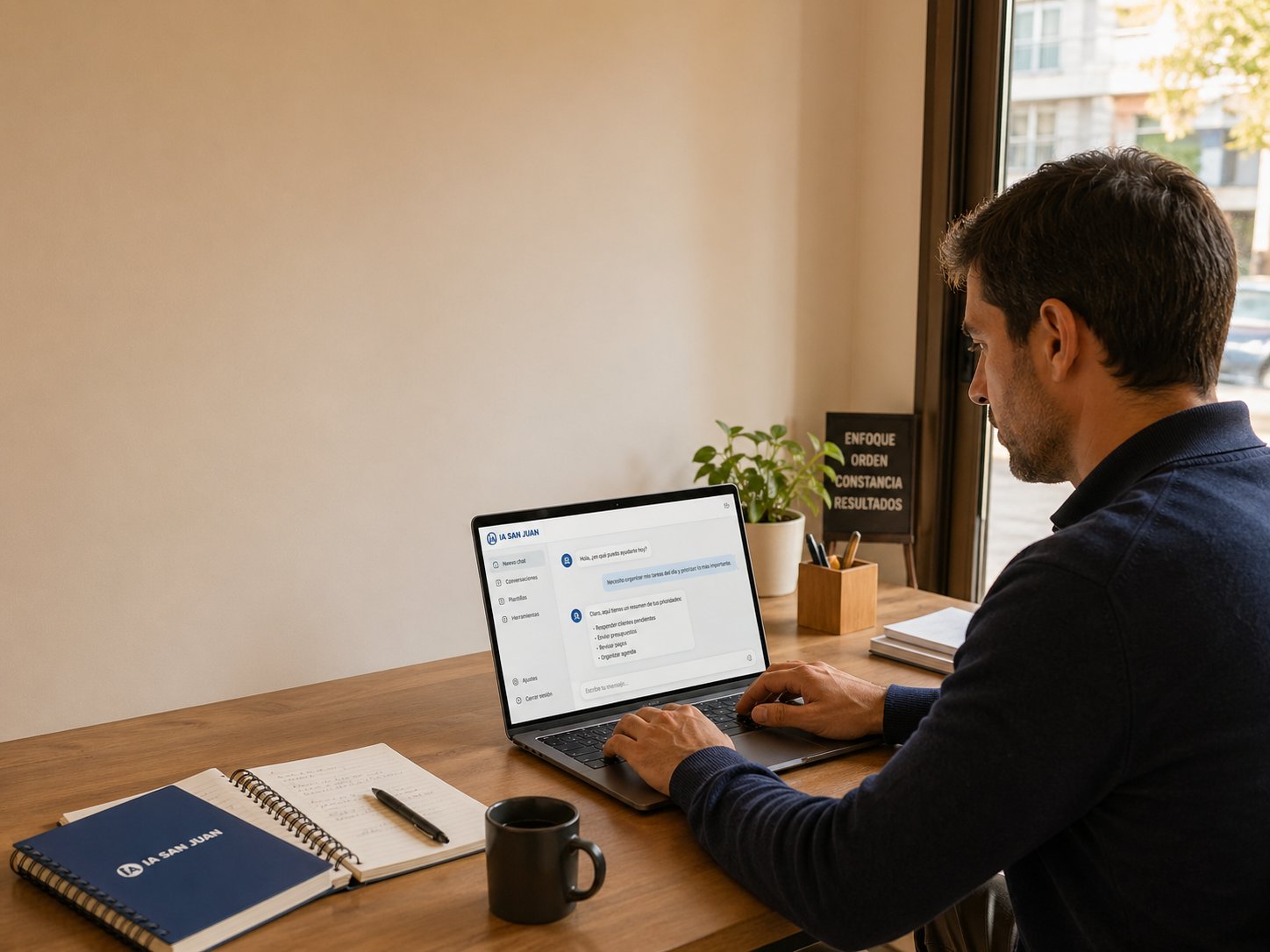 Persona trabajando con inteligencia artificial
